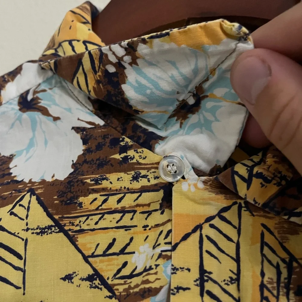 True VTG 50s Duke‎ Of Hollywood Hawaiian Shirt Loop Collar